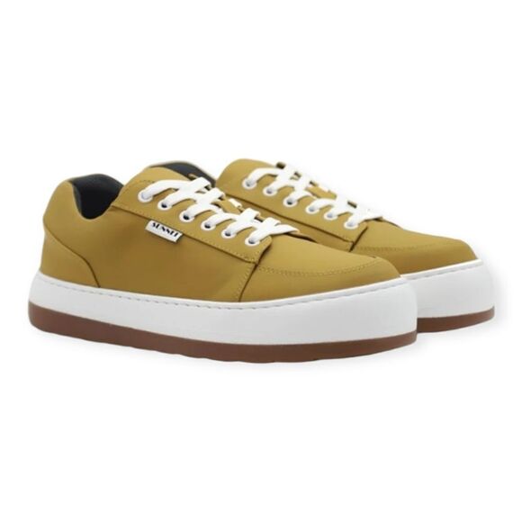 SUNNEI Dreamy Platform Sneakers in Ocher Leather Size 8 NEW - Picture 1 of 17